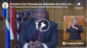 El presidente Cyril RamaphosaTermina en Sudáfrica el Estado Nacional de Desastre pandemia de COVID-19